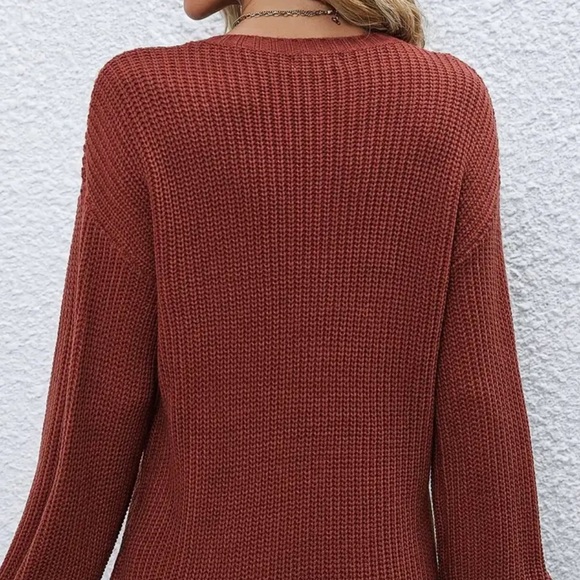 Oversized Thanksgiving Cable Knit Pullover Sweatshirt - Picture 3 of 6